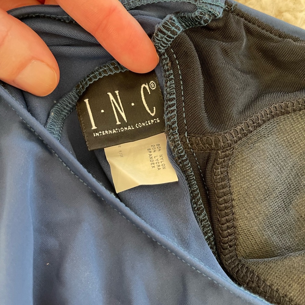 INC size 8 slate blue one piece swim suit - Picture 3 of 4